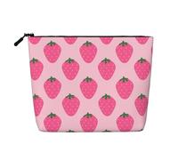 Borsa da viaggio per il trucco da donna Super Pink Berry, grande capacità, impermeabile, monostrato, in imitazione canapa, con cerniera, portatile