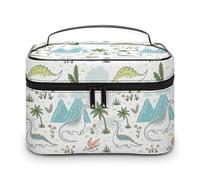 Borsa da viaggio per il trucco da uomo e da donna, con dinosauri e simpatici animali, con scomparti e manico, per matrimoni, feste, grande capacità, impermeabile, per la cura della pelle, articoli d
