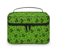 Borsa da viaggio per il trucco da uomo e da donna, con motivo a trifoglio verde e foglie, con scomparti e manico, per feste di nozze, grande capacità, impermeabile, per la cura della pelle, da toele