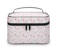 Borsa da viaggio per il trucco da uomo e da donna, con nastro per la consapevolezza del cancro al seno e margherite, con scomparti e manico, per feste di nozze, grande capacità, impermeabile, per la