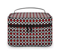 Borsa da viaggio per il trucco da uomo e da donna, con scomparti, manico, motivo a carte da gioco vintage a scacchi, grande capacità, impermeabile, per la cura della pelle, da toeletta e per il truc