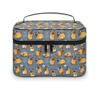 Borsa da viaggio per il trucco da uomo e da donna, con simpatici cuccioli di cane Shar Pei, con scomparti e manico, per feste di nozze, grande capacità, impermeabile, per la cura della pelle, per ar