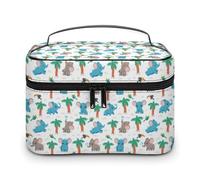 Borsa da viaggio per il trucco da uomo e da donna, con simpatici elefanti e scomparti, ideale per matrimoni, feste, grande capacità, impermeabile, per la cura della pelle, articoli da toeletta e tru