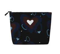 Borsa da viaggio per il trucco Deep Love per San Valentino, grande capacità, per donna, impermeabile, monostrato, in finta canapa, portatile, con cerniera