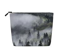 Borsa da viaggio per il trucco Deep Mountain, grande capacità, per donna, impermeabile, monostrato, in imitazione canapa, con cerniera, portatile, organizer per cosmetici.