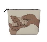 Borsa da viaggio per il trucco di grande capacità per donna, con coppia che si tiene per mano, per San Valentino, in canapa sintetica, impermeabile, monostrato, portatile, con cerniera