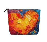 Borsa da viaggio per il trucco di grande capacità per donna, motivo: Ice And Fire Love, modello San Valentino, in simil canapa, impermeabile, con cerniera, portatile.