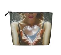 Borsa da viaggio per il trucco di grande capacità per donne, Love Unconditional Love, San Valentino, borsa cosmetica portatile con cerniera, impermeabile, monostrato, in imitazione canapa.