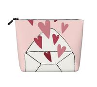 Borsa da viaggio per il trucco di grande capacità per San Valentino, con busta a forma di cuore, per donna, impermeabile, monostrato, in imitazione canapa, con cerniera, portatile