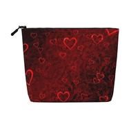 Borsa da viaggio per il trucco di grande capacità per San Valentino, modello Red Ocean Of Love, per donna, impermeabile, monostrato, in finta canapa, con cerniera, portatile.