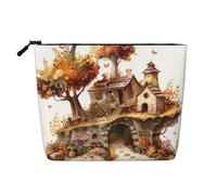 Borsa da viaggio per il trucco di grande capacità per San Valentino, The Book Tree, per donna, impermeabile, monostrato, in imitazione canapa, con cerniera, portatile