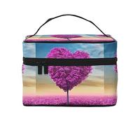 Borsa da viaggio per il trucco di varie verdure, borsa cosmetica impermeabile pieghevole borsa da toilette regalo per insegnanti, Albero a forma di cuore, Taglia unica