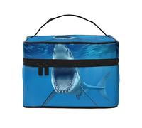 Borsa da viaggio per il trucco di varie verdure, borsa cosmetica impermeabile pieghevole borsa da toilette regalo per insegnanti, Grande squalo bianco., Taglia unica