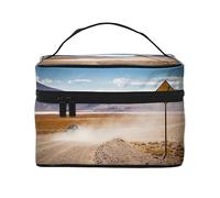Borsa da viaggio per il trucco donna con simbolo di avvertimento lama, cosmetica impermeabile pieghevole, i deale come