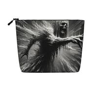 Borsa da viaggio per il trucco Don't Go, grande capacità, per donna, impermeabile, monostrato, in imitazione canapa, con cerniera, portatile, organizer per cosmetici.