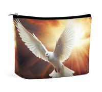 Borsa da viaggio per il trucco Dove Sun Art in pelle PU, tascabile, per cosmetici, per donna, organizer portatile con chiusura a borsa