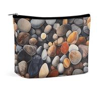 Borsa da viaggio per il trucco e cosmetici in pelle PU Rocks And Pebbles, tascabile, per donna, organizer portatile con chiusura a borsa