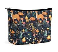 Borsa da viaggio per il trucco, grande capacità, borsa cosmetica impermeabile, animali selvatici, cervi, conigli, funghi magici, borsa portaoggetti per accessori personalizzati, borsa tote da donna da