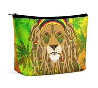 Borsa da viaggio per il trucco, grande capacità, borsa cosmetica Rasta con bandiera Weedleaf Rastafarian Reggae Lion per le donne, borsa da toilette portatile impermeabile, borsa tote da donna dal des