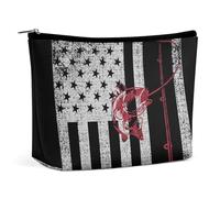 Borsa da viaggio per il trucco, grande capacità, esca per la pesca al black bass, borsa cosmetica con bandiera americana per le donne, custodia per il trucco portatile impermeabile con cerniera, custo