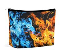 Borsa da viaggio per il trucco, grande capacità, rosso, blu, fuoco, borse per cosmetici da donna, borsa da toilette portatile impermeabile, borsa tote da donna dal design estetico