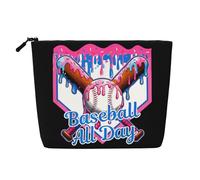 Borsa da viaggio per il trucco in canapa sintetica, borsa da toilette ecologica e durevole con cerniera, 9,45 x 6,7 pollici, per tutto il giorno, per la partita di baseball.