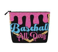 Borsa da viaggio per il trucco in canapa sintetica, borsa da toilette ecologica e durevole con cerniera, 9,45 x 6,7 pollici, per tutto il giorno, per la partita di baseball.