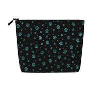 Borsa da viaggio per il trucco in finta canapa con glitter verde a forma di di cane, borsa da toilette ecologica e durevole con cerniera, 9,45 x 6,7 pollici