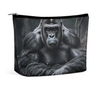 Borsa da viaggio per il trucco in pelle PU Gorilla on The Ground, tascabile, per cosmetici, per donna, organizer portatile con chiusura a borsa.