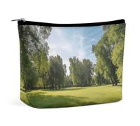 Borsa da viaggio per il trucco in pelle PU Green Grass in The Park, tascabile, per cosmetici, per donna, organizer portatile con chiusura a borsa