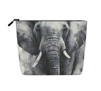 Borsa da viaggio per il trucco Ink Elephant di grande capacità per donna, borsa cosmetica portatile con cerniera, impermeabile, monostrato, in canapa sintetica, custodia per cosmetici