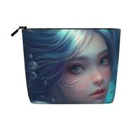 Borsa da viaggio per il trucco Lady In The Deep, grande capacità, per donna, impermeabile, monostrato, in imitazione canapa, con cerniera, portatile