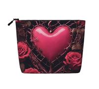 Borsa da viaggio per il trucco Love Candle per San Valentino, grande capacità, per donna, impermeabile, monostrato, in imitazione canapa, con cerniera, portatile