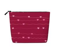 Borsa da viaggio per il trucco Love On A Thin Line per San Valentino, grande capacità, per donna, impermeabile, monostrato, in imitazione canapa, con cerniera, portatile