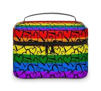 Borsa da viaggio per il trucco Rainbow Gay Pride Black Love per donna, organizer per cosmetici con scomparti per manici morbidi, grande capacità per uomo, borsa da toilette per la cura della pelle,