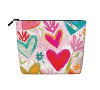 Borsa da viaggio per il trucco Scribble Love San Valentino, capiente, donna, impermeabile, monostrato, in si mil-canapa, portatile