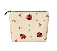Borsa da viaggio per il trucco Seven Star Ladybird, grande capacità, per donna, impermeabile, monostrato, in imitazione canapa, con cerniera, portatile