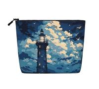 Borsa da viaggio per il trucco Tower Of Darkness, grande capacità, per donna, impermeabile, monostrato, in finta canapa, con cerniera, portatile