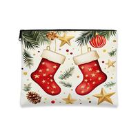 Borsa da viaggio per la calza di Natale, borsa da viaggio per cosmetici, in tela, portatile, con cerniera, per la cura della pelle delle vacanze, 17,8 x 22,9 cm