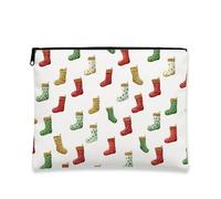 Borsa da viaggio per la calza di Natale, borsa da viaggio per cosmetici vintage da donna, piccola borsa portatile in tela con cerniera, borsa da toeletta stagionale per la cura della pelle, Rosso, 7x9