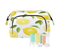Borsa da viaggio per la cultura da viaggio, per cosmetici, estate, frutta, limoni, per donne, uomini, ragazze, foglie di limone, impermeabile, organizer per cosmetici, borsa per utensili da viaggio,