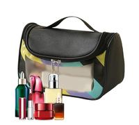 Borsa da viaggio per la cura della pelle,Borsa per il trucco trasparente | Astuccio cosmetico trasparente impermeabile | Custodia per trucco colorata, borsa cosmetica da viaggio visibile p, Nero