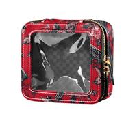 Borsa da viaggio per la cura della pelle delle borse di trucco della radura della rosa del metallo del nero rosso piccolo
