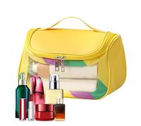 Borsa da viaggio per la cura della pelle, trasparente, per trucchi, impermeabile, trasparente, per cosmetici da viaggio, per viaggi nel fine settimana, giallo., vedi descrizione, Vedi descrizione