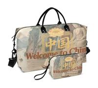 Borsa da viaggio per la notte Borsa da viaggio Weekender Borsa da notte con cinturino regolabile per allenamento multifunzionale Benvenuto in Cina Paesaggio Cultura