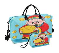 Borsa da viaggio per la notte, con tracolla regolabile, impermeabile, ricchezza del dio cinese, blu