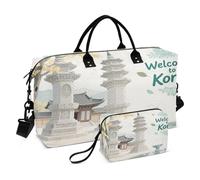 Borsa da viaggio per oggetti personali Borsa da viaggio Weekender Gear Bag con tracolla regolabile per sport di grande capacità Benvenuti in Corea Paesaggio Cultura