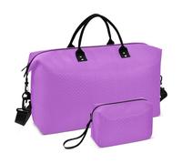 Borsa da viaggio per oggetti personali con orchidea media, tinta unita, colore viola, borsa da viaggio per weekender, borsone sportivo con borsa da toilette per sport, set da 2 pezzi, orchidea media