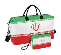 Borsa da viaggio per oggetti personali, con tracolla regolabile, impermeabile, con bandiera dell'Iran, verde e rosso