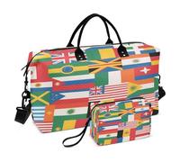 Borsa da viaggio per oggetti personali con tracolla regolabile per escursionismo, pieghevole, con bandiera nazionale dei cartoni animati colorati